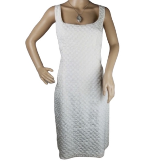 white and gold midi dress